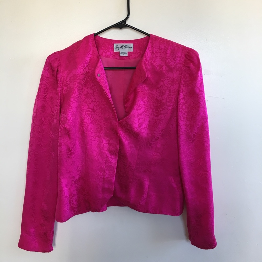 Papells Petites pink 100% silk top & skirt set